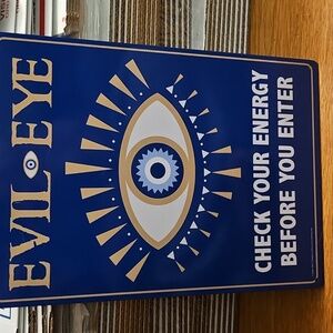 Blue and Gold Evil Eye Wall Art